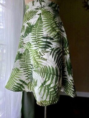 Clements Ribeiro Silk Cotton Fern Botanical Skirt UK 10 US 6 Excellent Vintage